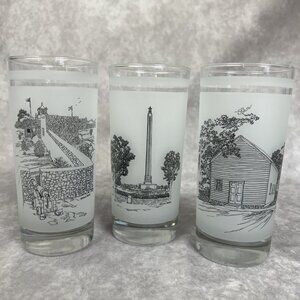 3 Texas 150th Anniversary Frosted Glasses Shell Oil 1986 Highball Glass VTG